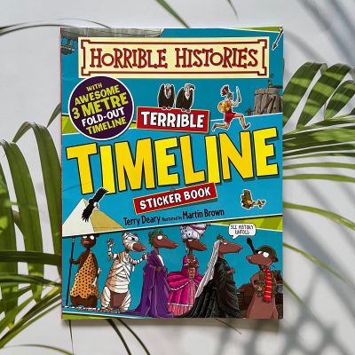 หนังสือกิจกรรม เสริมทักษะ พัฒนากล้ามเนื้อมัดเล็ก puzzles•coloring•games and more!  💮 HORIBLE HISTORIES 💮 TERRIBLE TIMELINE STICKERBOOK
