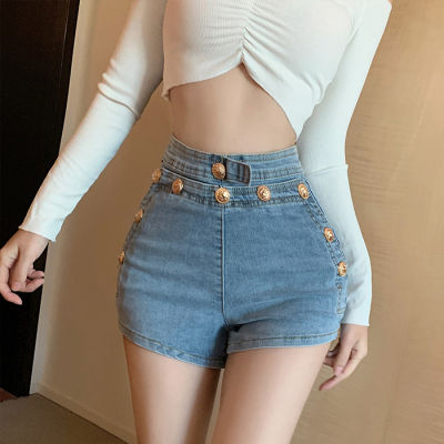 [Taobao]กางเกงขาสั้นผ้ายีนส์ฮอตแพนท์มีซิปผ้ายืดเอวสูงกระดุมโลหะเข้ารูปใส่แล้วดูผอมเพรียว