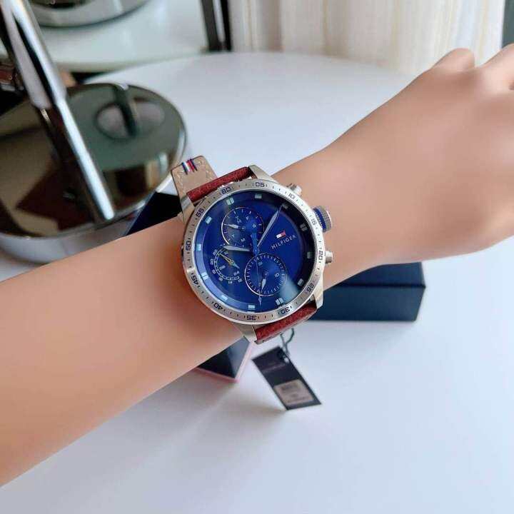 ของแท้100-นาฬิกาข้อมือ-tommy-hilfiger-watch-for-men-trent-1791807-with-blue-dial