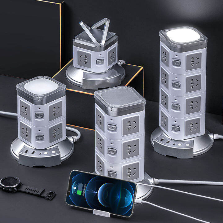 MultiPlug Vertical Socket Tower Type Power Strip MultiFunctional