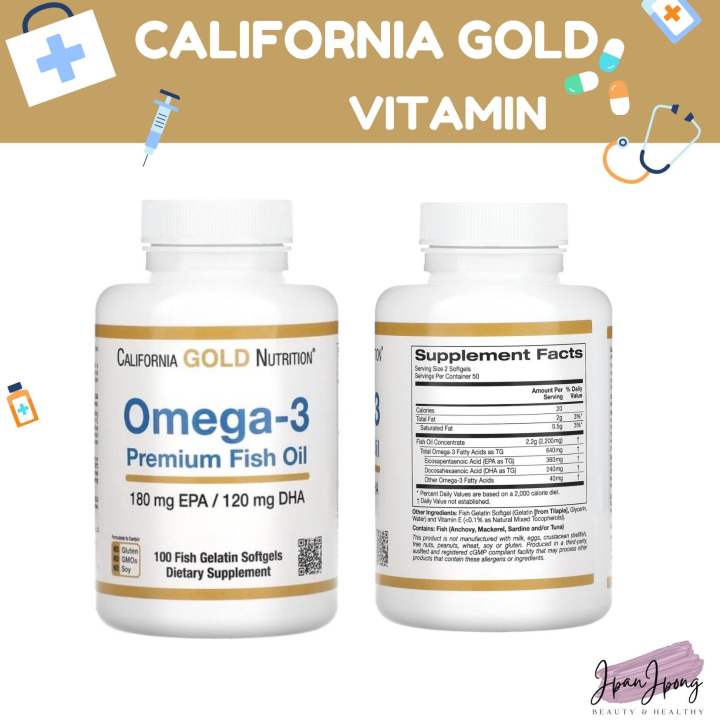 พร้อมส่ง/exp.2025 California gold nutrition omega3 premium fish oil 100 softgels