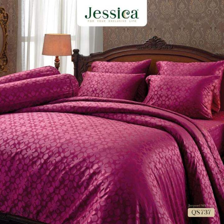 jessica-ชุดผ้าปูที่นอน-jacquard-ทอ-500-เส้น-พิมพ์ลาย-graphic-qs737-สีม่วง-เจสสิกา-ชุดเครื่องนอน-6ฟุต-ผ้าปู-ผ้าปูที่นอน-ผ้าปูเตียง-ผ้านวม-กราฟฟิก