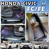 พรมปูพื้นรถยนต์6Dและ 7D HONDA CIVIC (FCปี2016-2021)(FEปี2021-2023) (ไฟฟ้า e:HEV ปี2022-2023) พรม3ชิ้นเข้ารูปเต็มคันภายห้องโดยสารหนังPUเกรดพรีเมียม