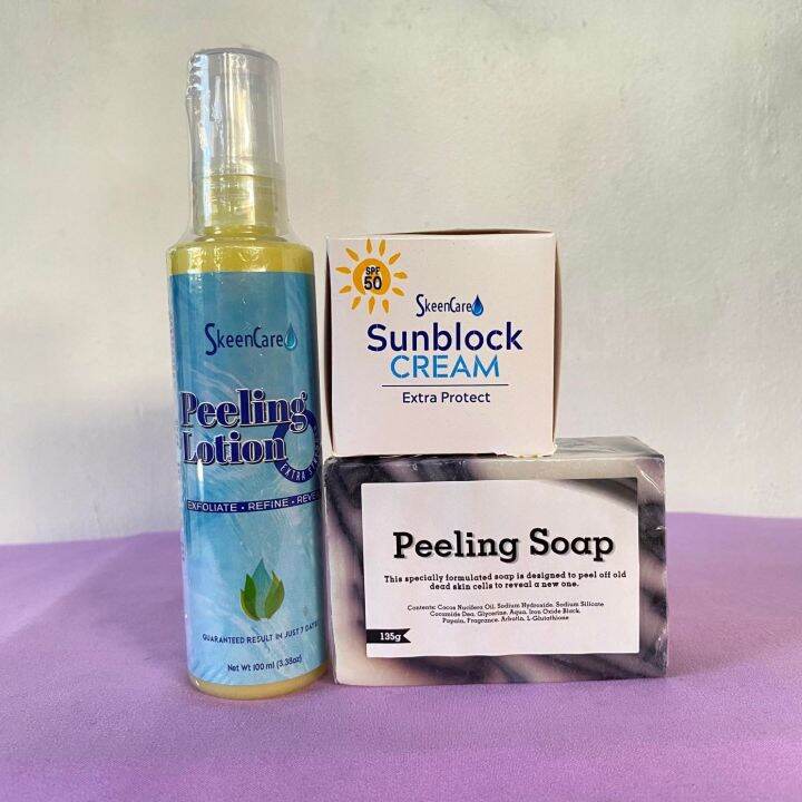 SkeenCare Set Peeling lotion,Peeling soap,Sunblock10g Lazada PH
