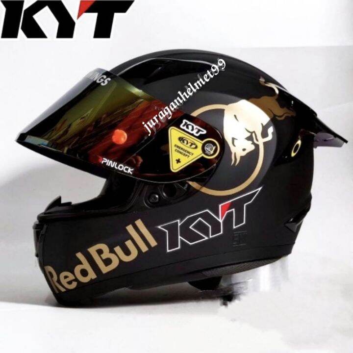 helm full face KYT r10 black doff paket ganteng red bull Lazada Indonesia