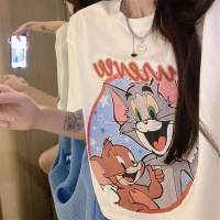 เสื้อยืด Tom &amp; Jerry งานสกรีนลายน่ารักแบบนี้ต้องมีติดตู้ ตำด่วนๆ เลยจ้า สี: เทา