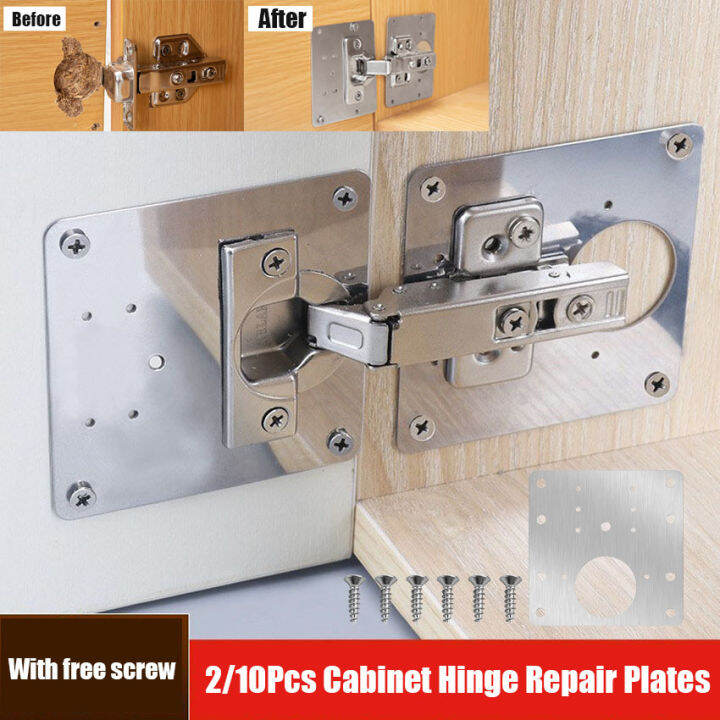 2/10Pcs Hinge Repair Plate Kit Kitchen Cupboard Door Hinge