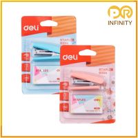 ชุดเย็บกระดาษ + ลวดเย็บกระดาษ  Deli 0254 Stapler คละสี