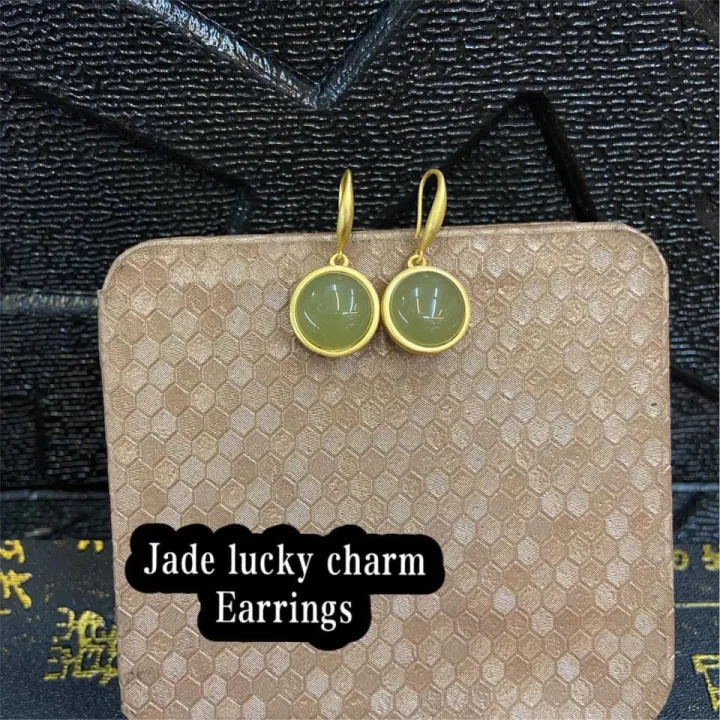 Jade lucky charm earrings Lazada PH