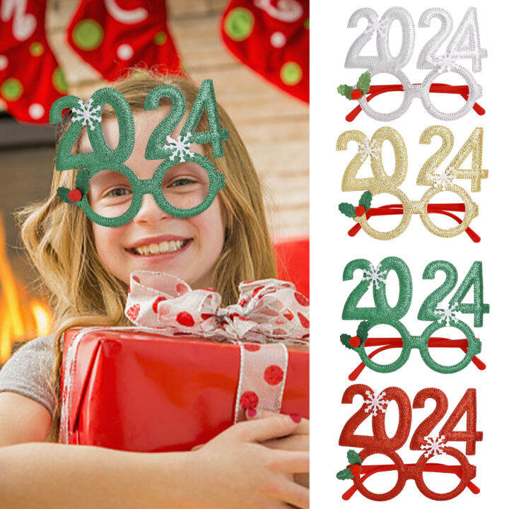 2024 New Year Glasses Merry Christmas Party Photobooth Props Kids New ...