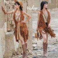 เสื้อคลุม Bohemian Style ผ้าหนังกลับ ฉลุลายสวมใส่ได้ตลอด งานฟรีไซต์