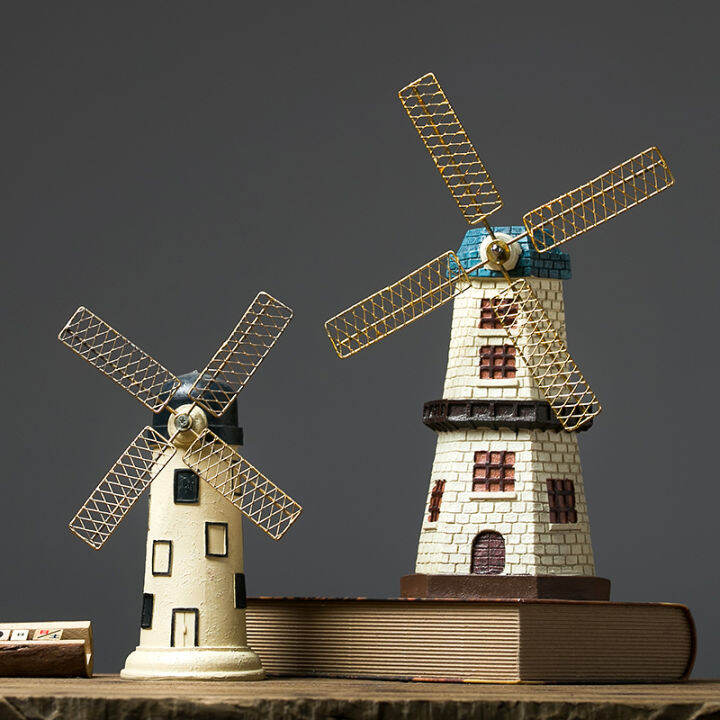 Dutch Creative Windmill Retro Bookshelf Small Ornaments Living Room