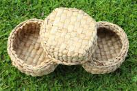 ตระกร้าผักตบชวา ทรงกลม Water hyacinth basket round shape