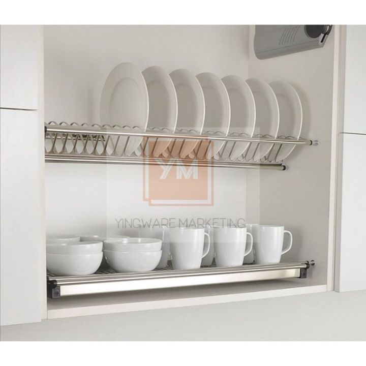 Stainless Steel Folding Hanging Dish Rack Draining Bowl Plates Organizer  Kitchen Shelf 