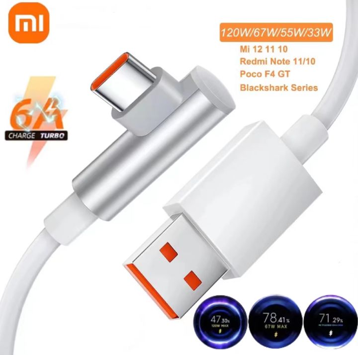 Original Xiaomi 6A Usb Type C Cable Charger 120w Turbo Tipo Fast Charging  For Mi 13 12 11 10 Pro ultra Poco x3 Redmi Note K50 40