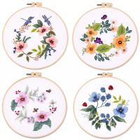 ชุดปักลายดอกไม้ ขนาด 20cm. Flowers DIY Embroidery Kit 20cm.