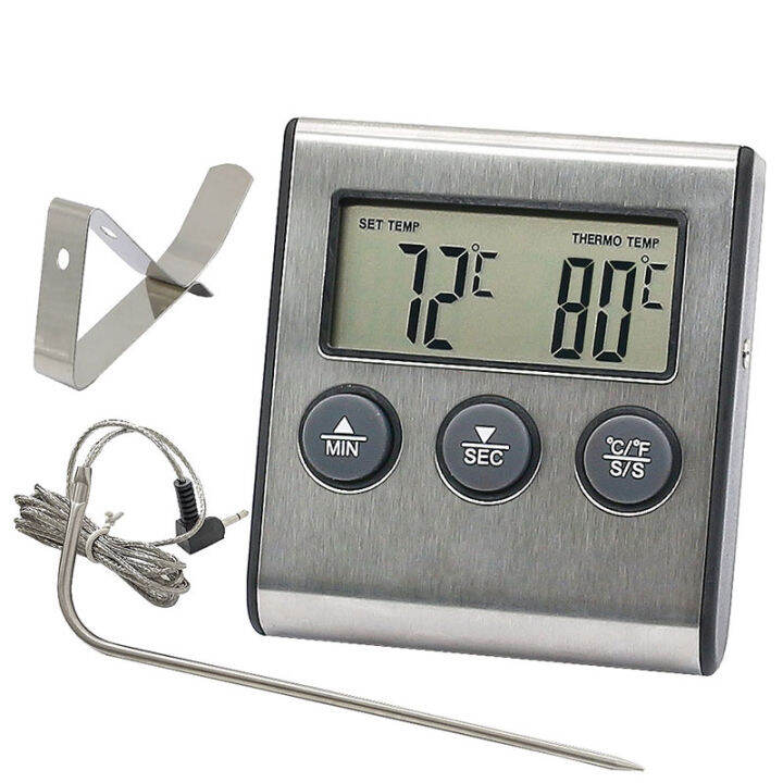 Digital Cooking Thermometer Timer LCD Kitchen BBQ MEat Food Cooking