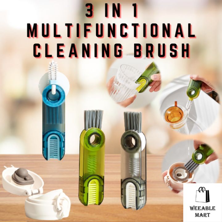 3 In 1 Multifunctional Cleaning Brush Tiny Bottle Cup Lid Detail