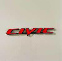 โลโก้ CIVIC FD ขนาด 15.5cm.x2.5cm. สีแดงขอบดำ