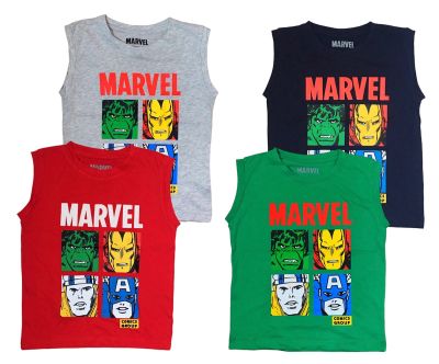 Marvel เสื้อยืดเด็กกล้ามเสื้อยืดเด็กแขนกุดลายซุปเปอร์ฮีโร่มาร์เวล2-12ขวบ