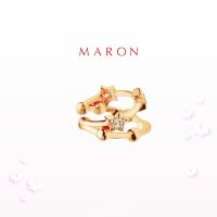 MARON✨ [ของแท้] Feo Stars Hoop Ear Cuff ชุบสี Beige Gold ต่างหูหนีบ พลอยเพทายสีขาว เงินแท้925