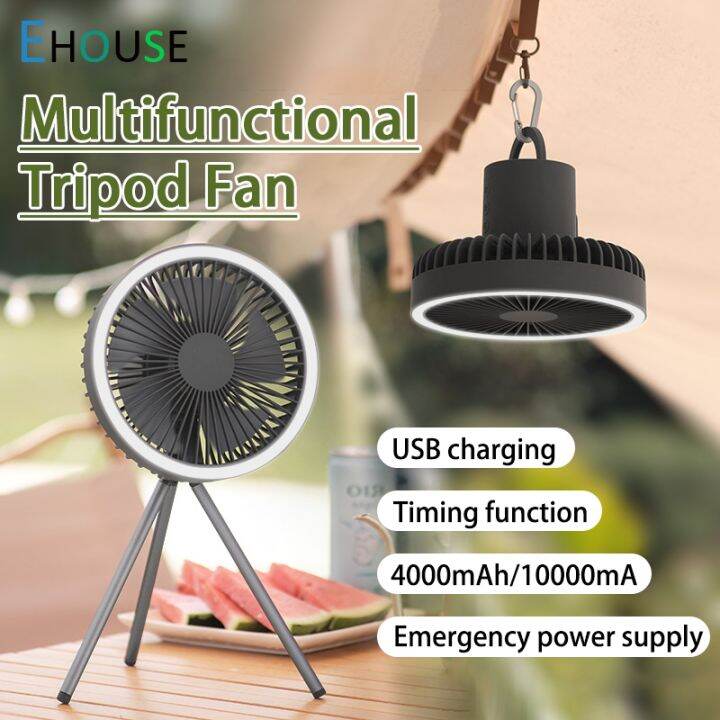 Multifunctional Tripod Desktop Fan Electric Fan With Night Light Portable  USB Rechargeable Outdoor Camping Ceiling Fan Tent Fan Hangable Placeable |  Lazada