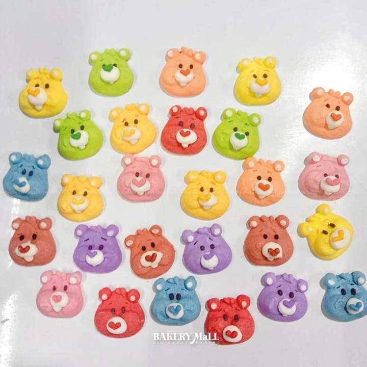 พร้อมส่ง-น้ำตาลตกแต่งเค้ก-หน้า-care-bear-คละสี-20ชิ้น-60ชิ้น