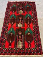 Afghan tribal carpet thick 100% wool, size 3.5x6 ft, 105x180 cm from Afghanistan hand made