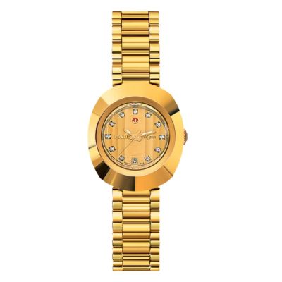 RADO Diastar Automatic 11 พลอย นาฬิกาข้อมือผู้หญิง เรือนทอง สายหนา รุ่น R12416634 - สีทอง