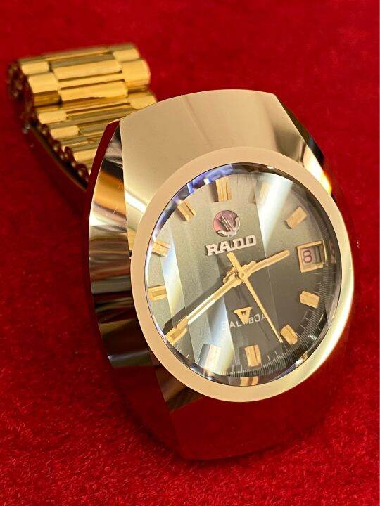 rado-balboa-25-jewels-automatic-รุ่นพิเศษฝาหลังเหรียญทอง-ตัวเรือนคาไบรท์-นาฬิกาผู้ชาย-มือสองของแท้