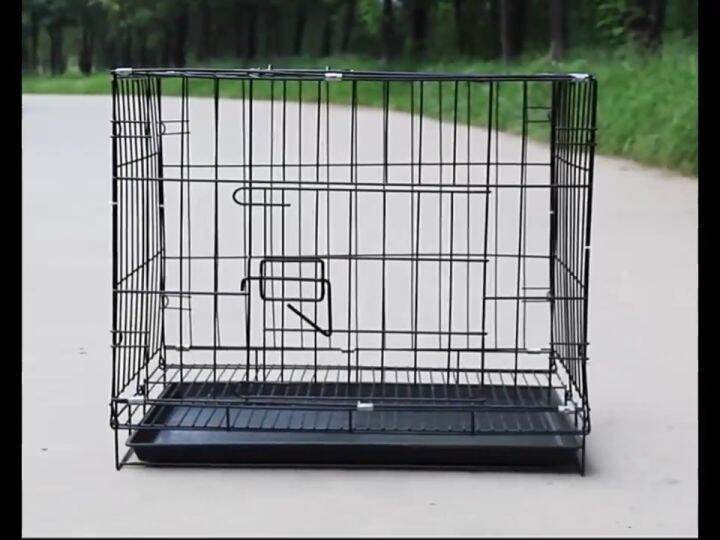 Foldable Pet Cage Dog Cage with Poop Tray Heavy Duty Pet Collapsible