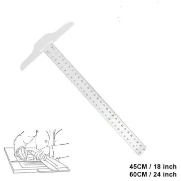 45cm/60cm T Square Ruler Scale Ruler Engineer Architect Drafting Tools -  Clear, 45cm 