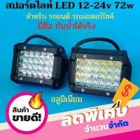 แพคคู่ รับ2ชิ้น ไฟสปอร์ตไลท์ LED12-24v 72w 4นิ้ว กันน้ำได้จริง แสงขาว ออกแบบมาให้ แสงตรงส่องได้ไกล และสว่างกว้าง