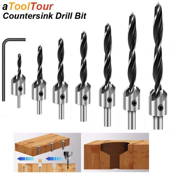 Countersink Drill Bit Set High Speed Steel For Wood Chamfer Boring