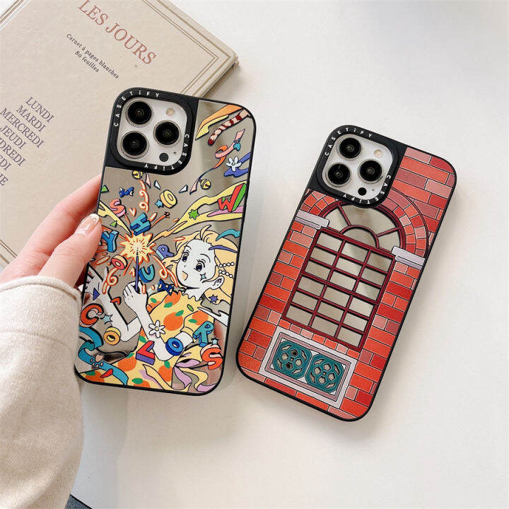 Clouds Pattern Print Mirror Protective Phone Case Anti Fall