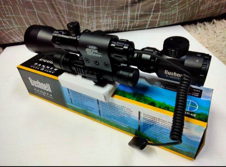 กล้องชุดสายเดินป่า-bushnell-3-9x40-eg-เลเซอร์-ไฟฉายเดินป่าแรงสูง-แถมระดับน้ำตั้งกล้องแถมมีดพับ-สินค้าคุณภาพ-aaa