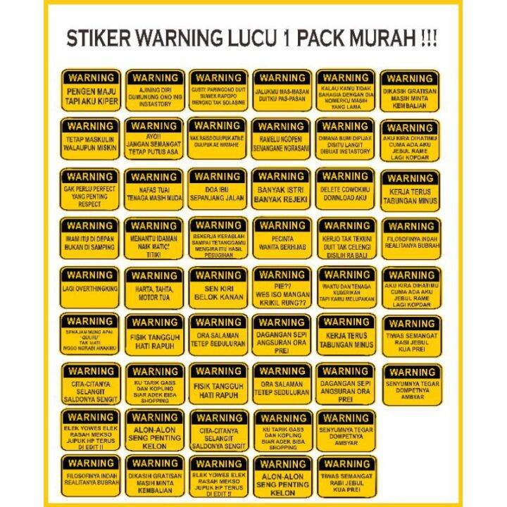 Stiker Sticker Pack Motor Warning Lucu! Harga Murah Satu Pack Isi 13