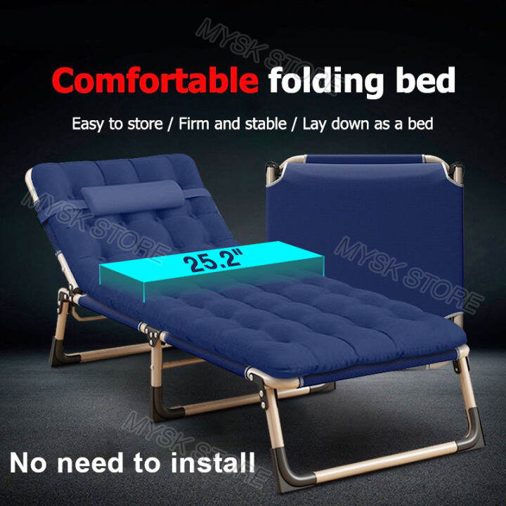 76inches Portable Folding Bed with Cotton Pad Multifunctional Folding