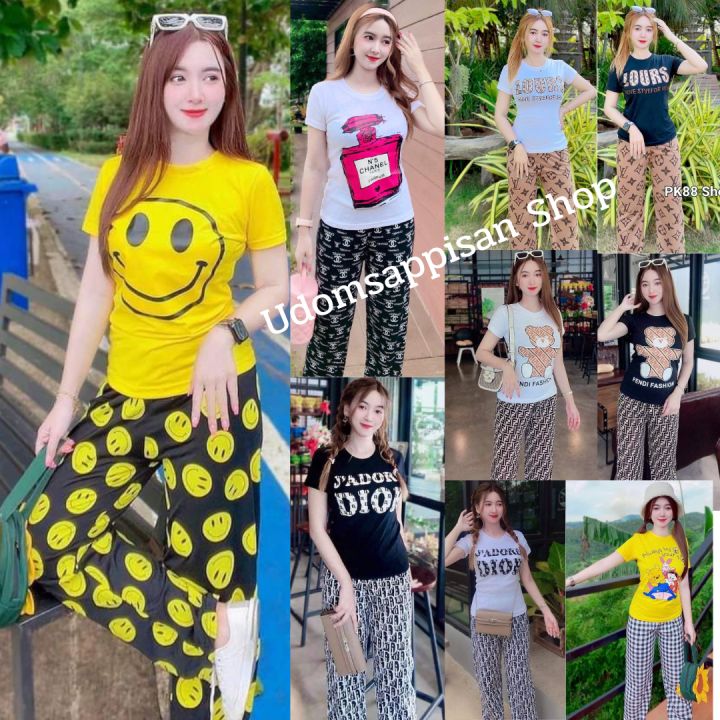 ส่งฟรี-ชุดเซ็ท-2-ชิ้น-เสื้อรัดรูปนมโต-กางเกง-ขนาดฟรีไซส์-อก-32-38-นิ้ว-เอว-24-32-นิ้ว-สะโพก32-40-อัพเดทลายใหม่เรื่อยๆกดติดตามร้านไว้นะคะ-ชุดแฟชั่น-เสื้อผ้าแฟชั่น