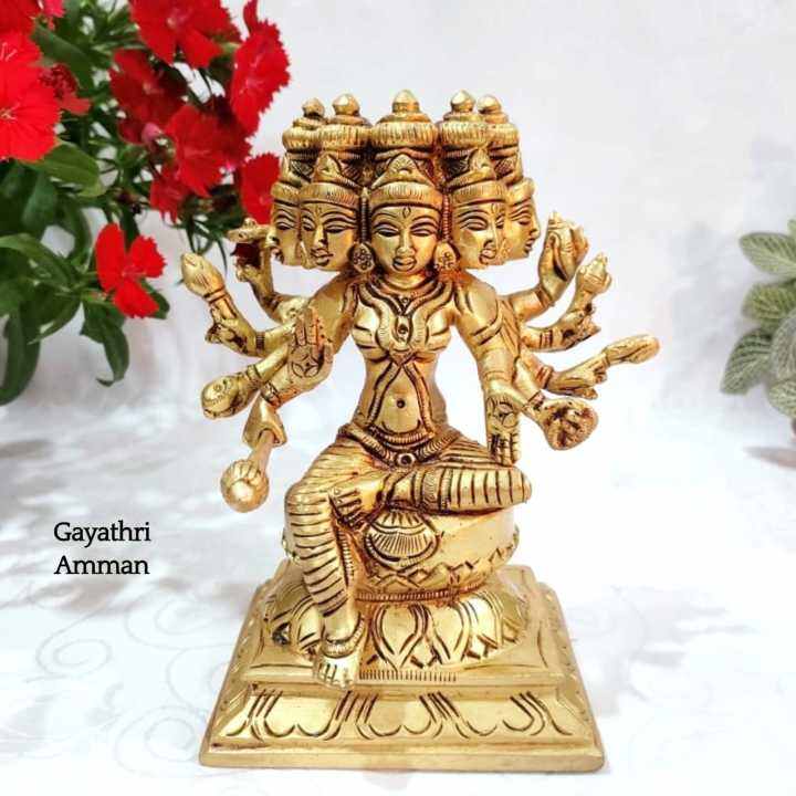 Goddess Gayathri Statue Brass Antique Finish Goddess Gayatri Brass ...