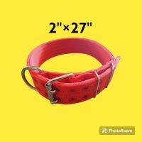 ปลอกคอพิทบูลไชส์ใหญ่ สีแดงล้วน 2"×27"  ปรับรอบคอได้ 19"ถึง25"