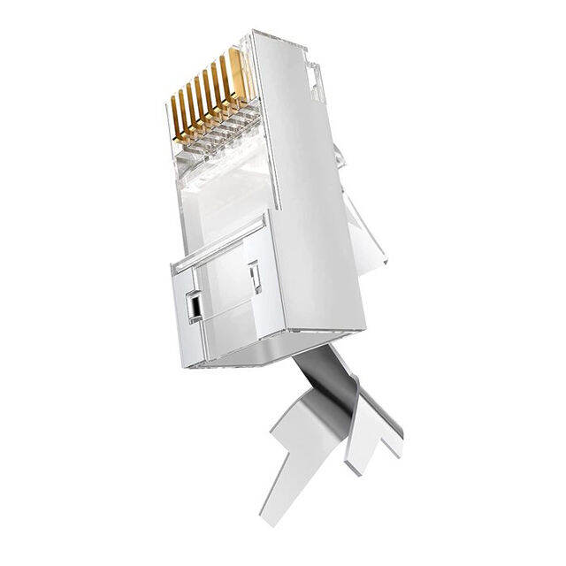 VCELINK Connettore RJ45 senza attrezzi, placcato oro, connettore Cat 7 senza attrezzi, spina Ethernet schermata per cavo Ethernet Cat6A/Cat7, supporta POE, fino a 10 Gbps, facile da usare, confezione