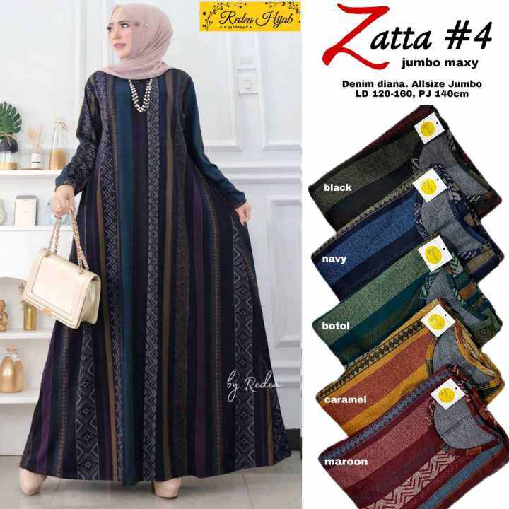 Gamis Wanita Diana Denim Jumbo Zatta 4 Dress Wanita Ld 120 160 Pj 140 Lazada Indonesia