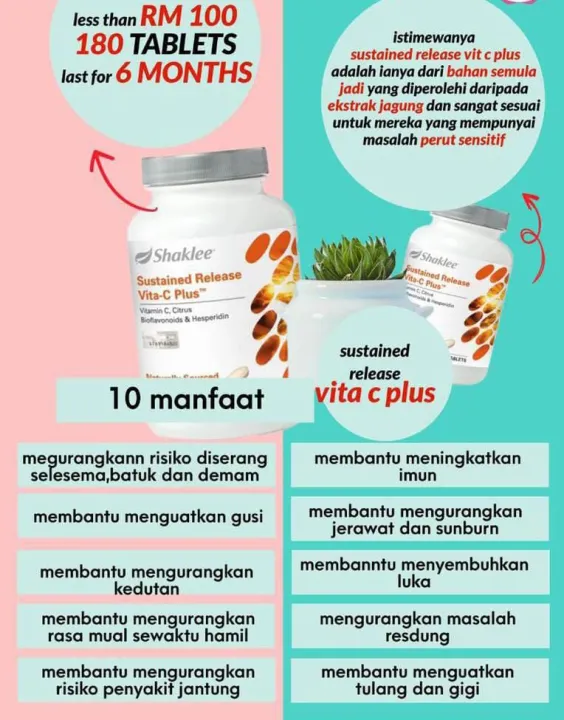 Free Gift Sustained Release Vita Plus Shaklee Vitamin C Tahan 6bulan Lazada