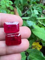 ทับทิม LAB MADE ทับทิมของเทียม สีแดง pear shape MAN MADE CREATED RUBY 13X18 MM. TOP GEMSTONE 2 pieces