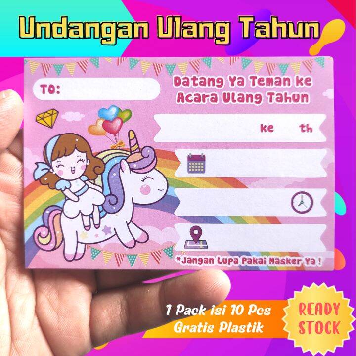 Undangan Ulang Tahun Anak Unicorn Undangan Ready | Lazada Indonesia