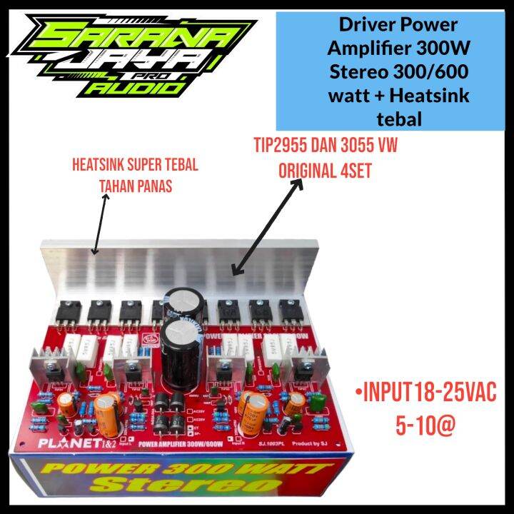 Driver Power Amplifier 300W Stereo power 300 watt + Heatsink tebal