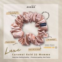 AVANA Luxe Mulberry Silk Scrunchies 22 Momme สี Caramel Gold ยางรัดผมผ้าไหมถนอมเส้นผม