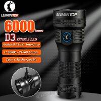 Lumintop D3 SFN55.2 LED 6500K 6000LM 605M High Lumens Power Bank Flashlight Anduril 2 UI 26800 21700 Battery Type-C lnput &amp; Output High Performance LED Torch Light