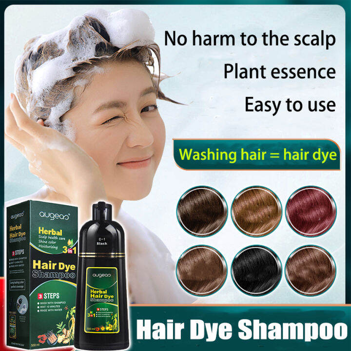 500ml Hair Dye Shampoo Plant Essence Hair Dye No Damage With Scalp